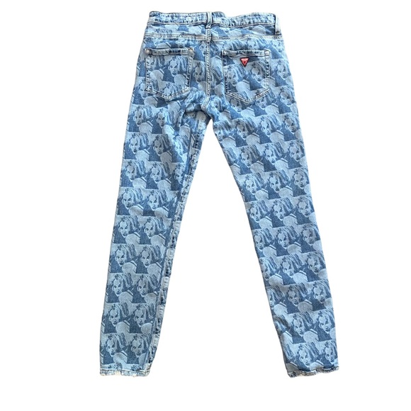 GUESS x Pleasures Drew Barrymore Denim Size 30 Printed 90s Inspired Jeans - Picture 12 of 15